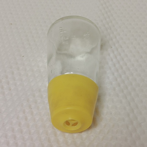 Gemco Toothpick Holder Yellow Top Made in USA 22 B 4 inches tall glass plastic - Picture 9 of 11